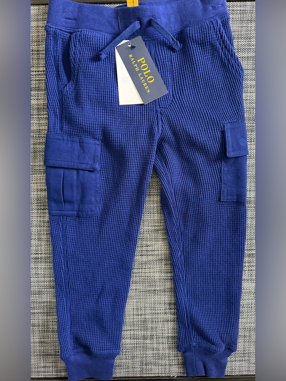 Boy's New Ralph Lauren Navy Blue Waffle Knit Joggers with Tag